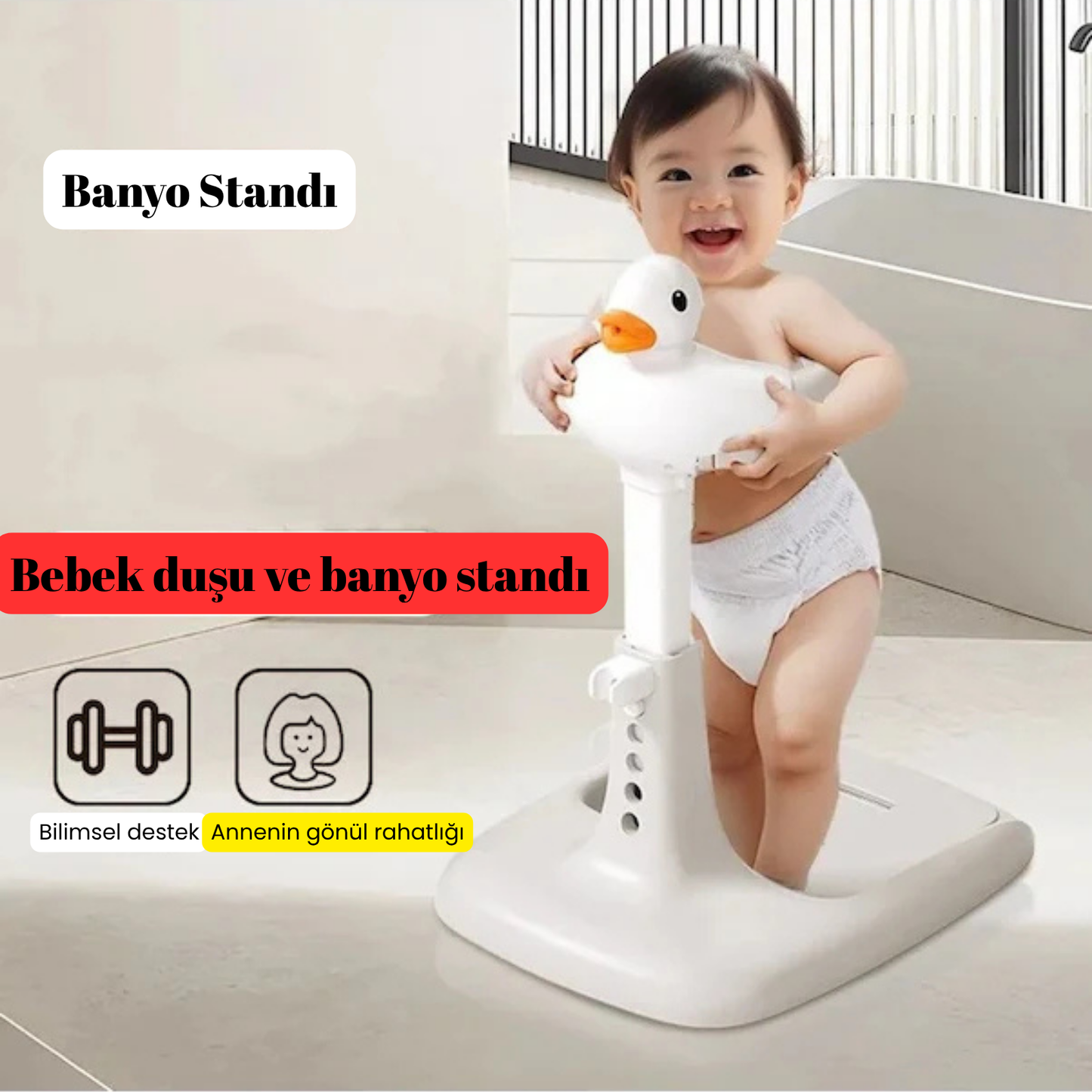 Ördek Şeklinde Kaymayan Bebek Banyo Rafı Standı